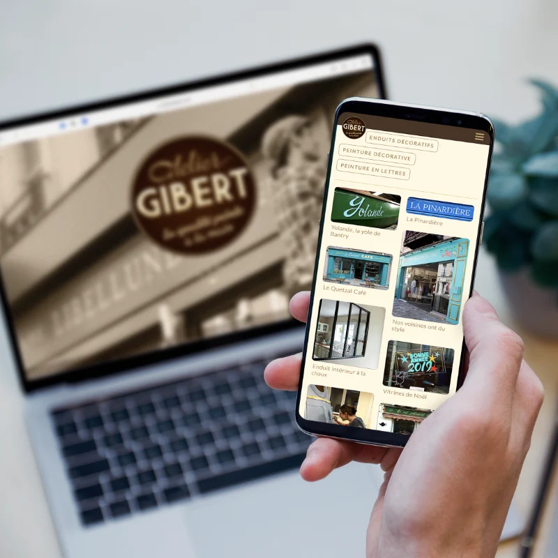 Site internet responsive Atelier Gibert Services sur ordinateur et smartphone